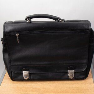 Queros Volare Black Columbian Leather Messanger Brief Bag Removable Strap